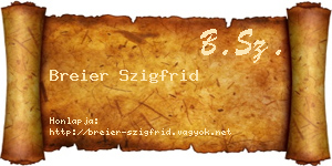 Breier Szigfrid névjegykártya